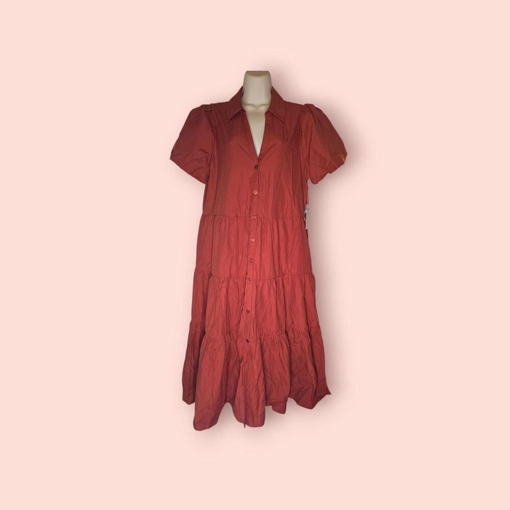 Brochu Walker The Havana Dress Linen Tuscany Midi Boho Vacation Large Luxury L